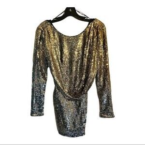 Sexy gold sequin mini party dress size small Cocktail Date Bling‎ Fancy Wedding